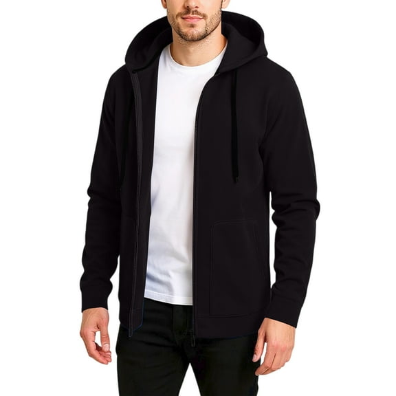 CharmCyan Men's Loose Leisure Hooded Hood Hoodie Black L