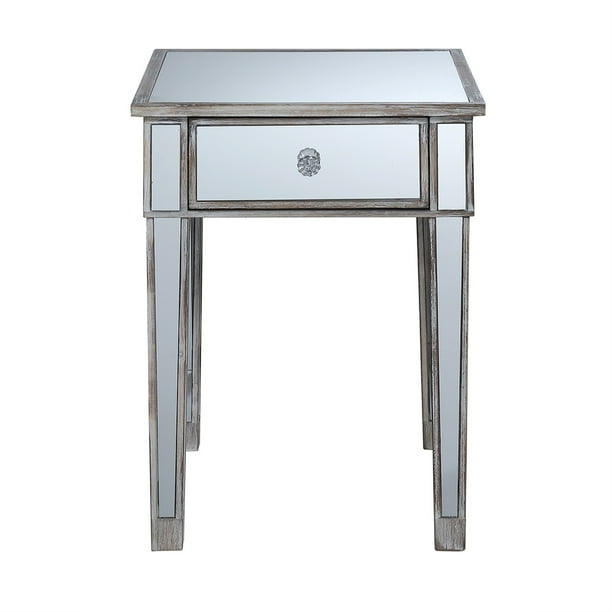 Gold Coast Mirrored 1 Drawer End Table Com Gold Coast Mirrored 1 Drawer End Table, Mirrored Small End Table