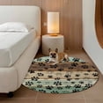 thumbnail image 3 of Teal Brown Round Area Rug 3.3 FT, Non Slip Small Entryway Kitchen Mat, Pet Paw Printed Farmhouse Dog Claws Wood Grain Washable Soft Circular Rug Non-Shedding Door Mat for Bathroom Playroom Kids Room, 3 of 9