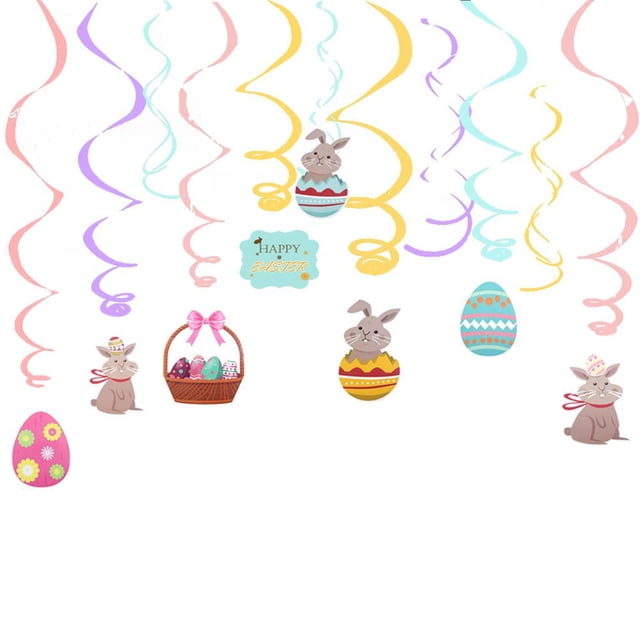 Fiesta De Pascua Remolino Huevo Espiral Colgante Ligero Duradero Pascua Colgante Remolino Decoraciones De Techo Moyic HA043572-02