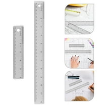 WEUVEB Silver Metal Ruler with Cork Backed for Precise Drawing and Measurement 4pcs Portable Office Supply