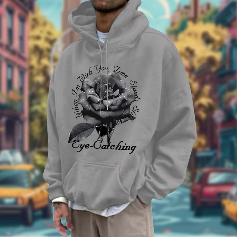 Rose print hoodie mens hotsell