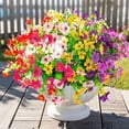 thumbnail image 4 of 12 Bundles Artificial Flowers for Outdoors, Faux Silk Violet with Eucalyptus Leaves Fake Greenery Plants for Porch Patio Home Yard Garden Window Box Pot Planters (6 Mix Color), 4 of 6