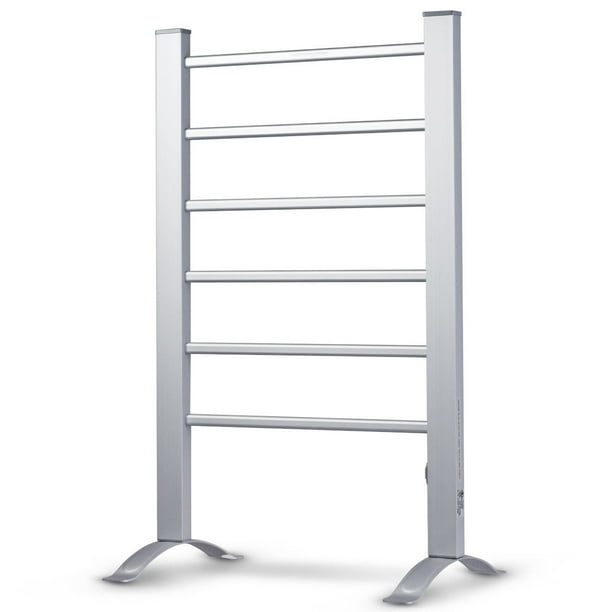 Gymax Freestanding Wall Mounted Electric Towel Rail Rack Bathroom Warmer Heated Gymax Freestanding Wall Mounted