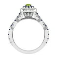 thumbnail image 3 of Dazzlingrock Collection 6X4mm Oval Peridot with Round Blue Sapphire & White Diamond Interweaving Double Halo Wedding Ring for Women in 10K White Gold, Size 4, 3 of 6