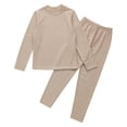 thumbnail image 3 of TiaoBug Kids Thermal Long Johns Set Underwear Long Sleeve Tops and Pants Warm Base Layer Set Coffee 2-3, 3 of 7