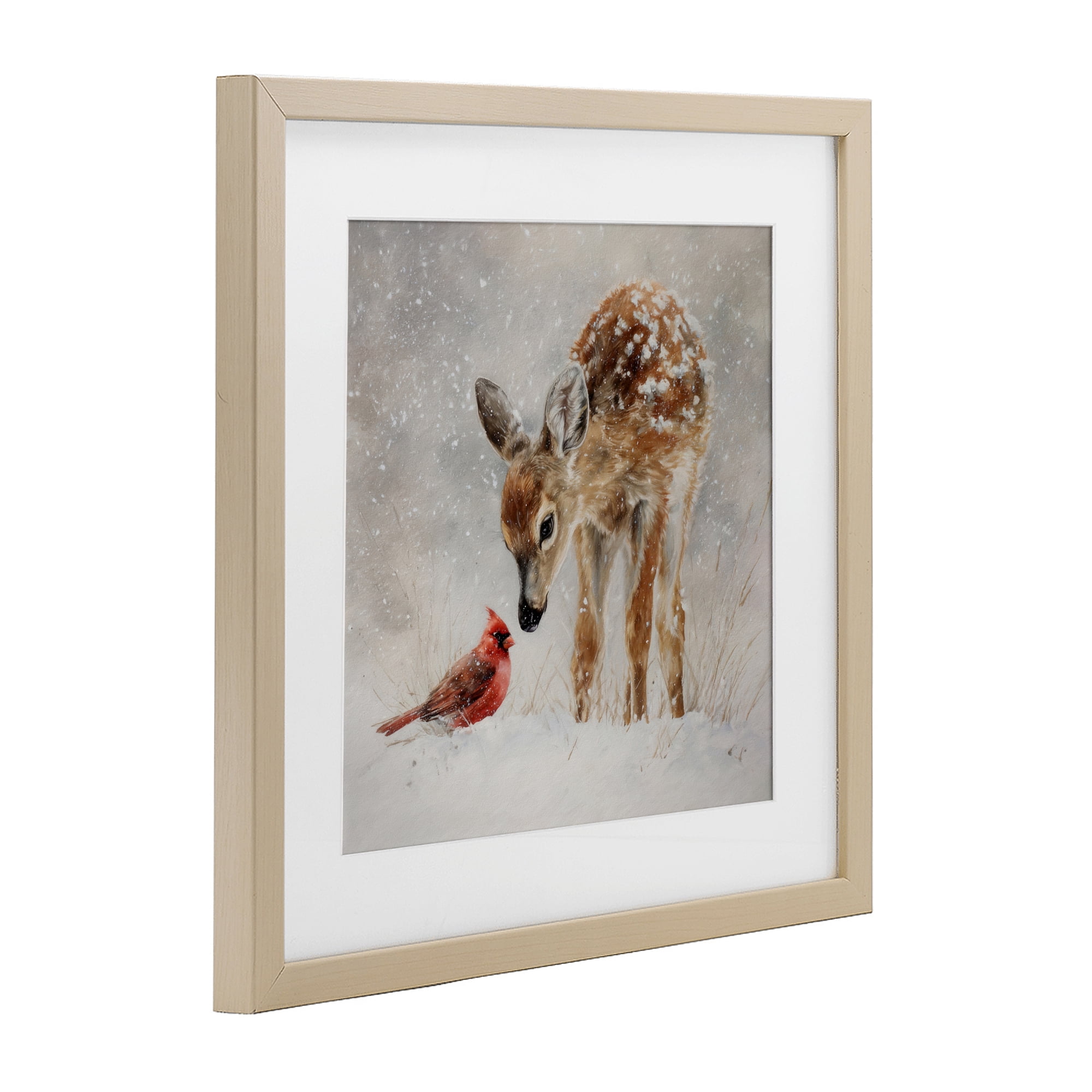 Stupell Industries Little Fawn & The Cardinal Birch Framed Print Under Glass, design by Tina LeCour