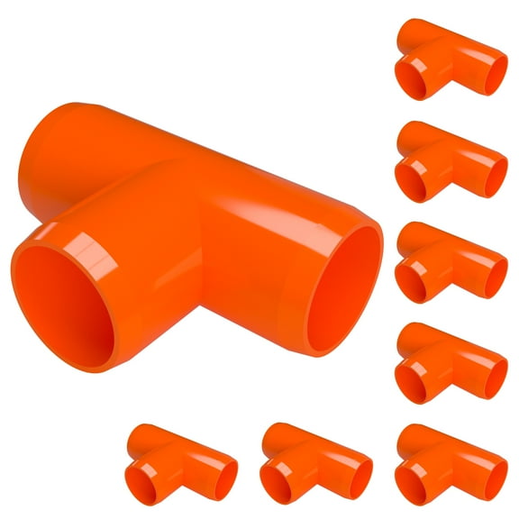 FORMUFIT PVC Fitting, Standard Tee , Furniture Grade, 3/4" Size, Orange, 8-Pack (F034TEE-OR-8)