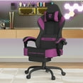 thumbnail image 2 of SOONTRANS Gaming Chair for Adults, Ergonomic Linen Fabric Computer Chair with Massage Lumbar Pillow, Gamer Game Chair with Adjustable Headrest, Comfortable Office Chair for Home, Black and Purple, 2 of 10