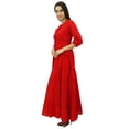 thumbnail image 2 of Bimba Robe Maxi en Coton à Manches 3/4 pour Femmes, Taille à Cordon, 2 of 7