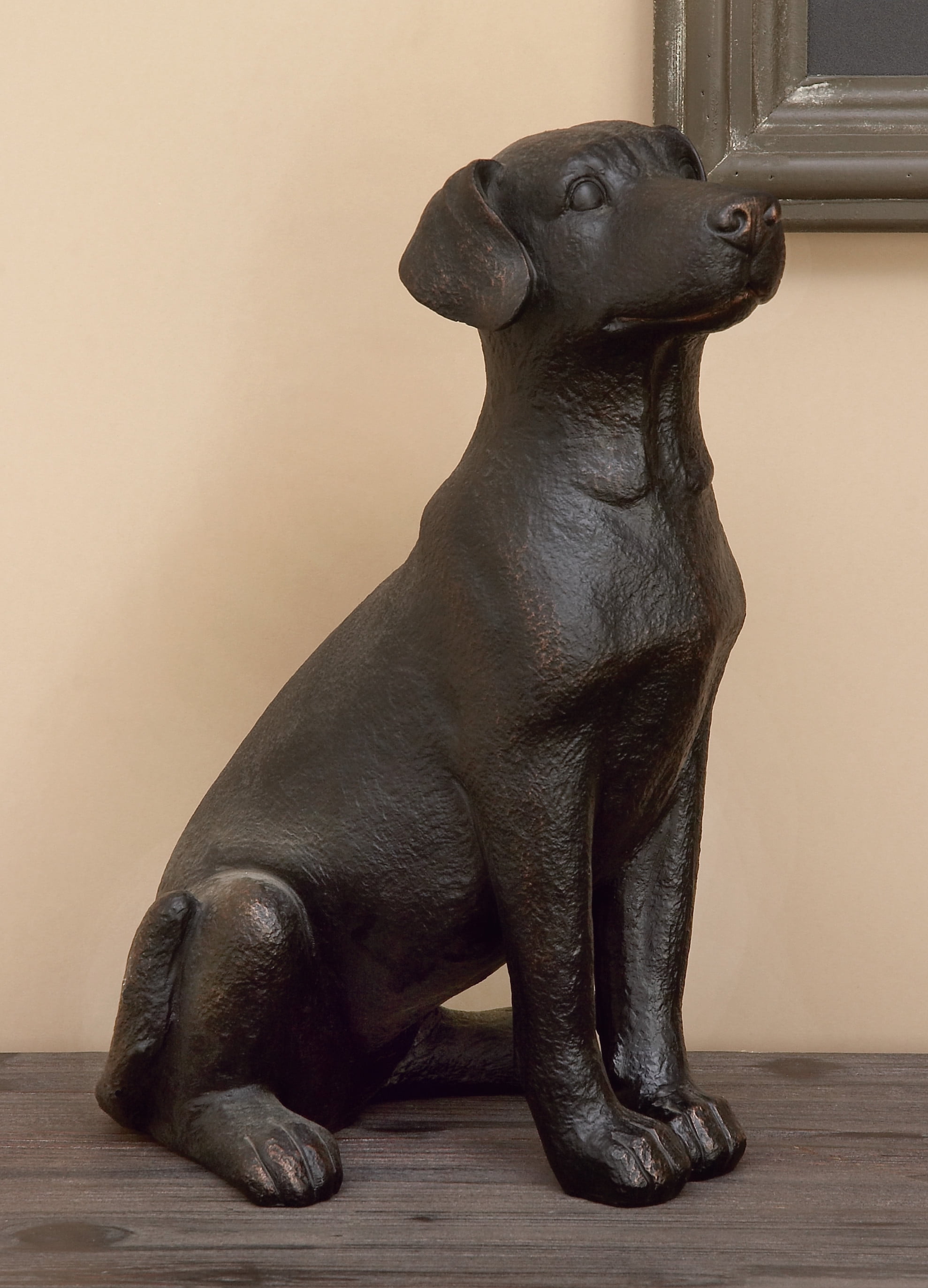 DecMode Small Black Lab Dog Statue Floor Decor, 10