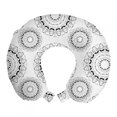 thumbnail image 1 of Victorian Travel Pillow Neck Rest, Vintage Design Pattern of Asian Universe Symbol Meditation Circle Art, Memory Foam Traveling Accessory Airplane and Car, 12", Charcoal Grey White, by Ambesonne, 1 of 2