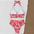 thumbnail image 4 of QUNYINEY 2 Piece Womens Bikini Set Floral Halter Push Up High Waisted Bathing Suits Triangle V Neck Swimsuit Sets, 4 of 7