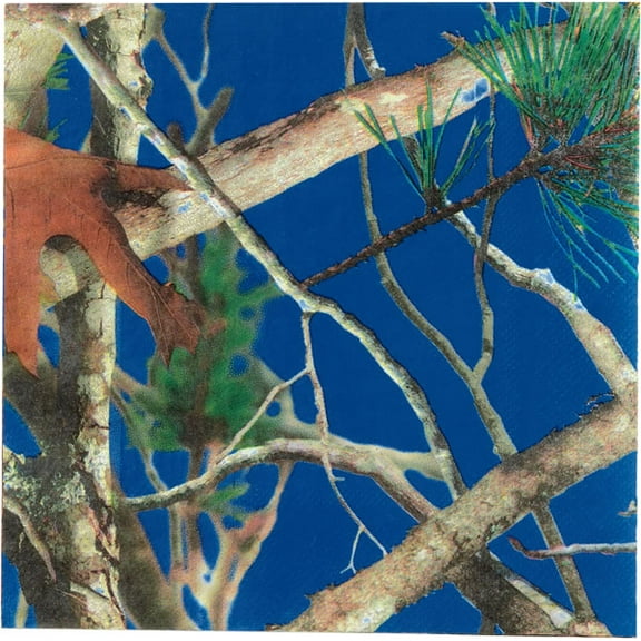 Royal Blue Camo Beverage Napkins 16 Pack