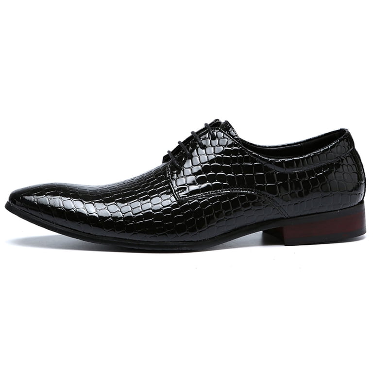 Santimon Men Derby Shoes Crocodile Pattern Pointed Toe Lace  display picture 1