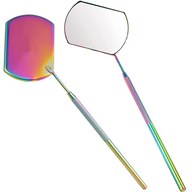 Lash Mirror for Eyelash Extensions, 60mm Extra Large Eyelash Mirror, Detachable Stainless Steel Makeup Mirror(Colorful)