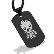 Stainless Steel Groot Dog Tag Pendant Necklace