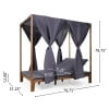 Noble House Upholstered Adjustable Daybed with Curtains, Teak/Dark Gray