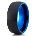 thumbnail image 2 of Silly Kings Blue Tungsten Wedding Band Men & Women Black Tungsten Wedding Ring Anniversary Ring Dome Tungsten Ring Comfort Fit, 2 of 3