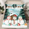 thumbnail image 2 of Homewish Kawaii Xmas Snowman 3pcs Twin Sheet Sets for Teens Boys Girls,Merry Christmas Snowflake Twin Fitted Sheet,Happy New Year Breathable Flat Sheet,Breathable Home Decor, 2 of 7