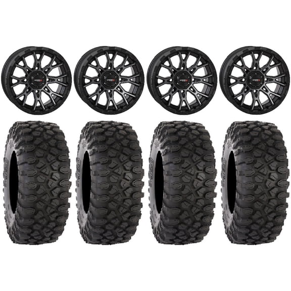 System 3 ST-6 14" Wheels Dark Tint 32" XC450 Tires Sportsman RZR Ranger