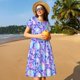 thumbnail image 4 of Balery Blue Skull Daisy Vestidos sueltos de manga corta para mujer, vestidos de verano 2025, vestidos casuales de corte A con vuelo., 4 of 6