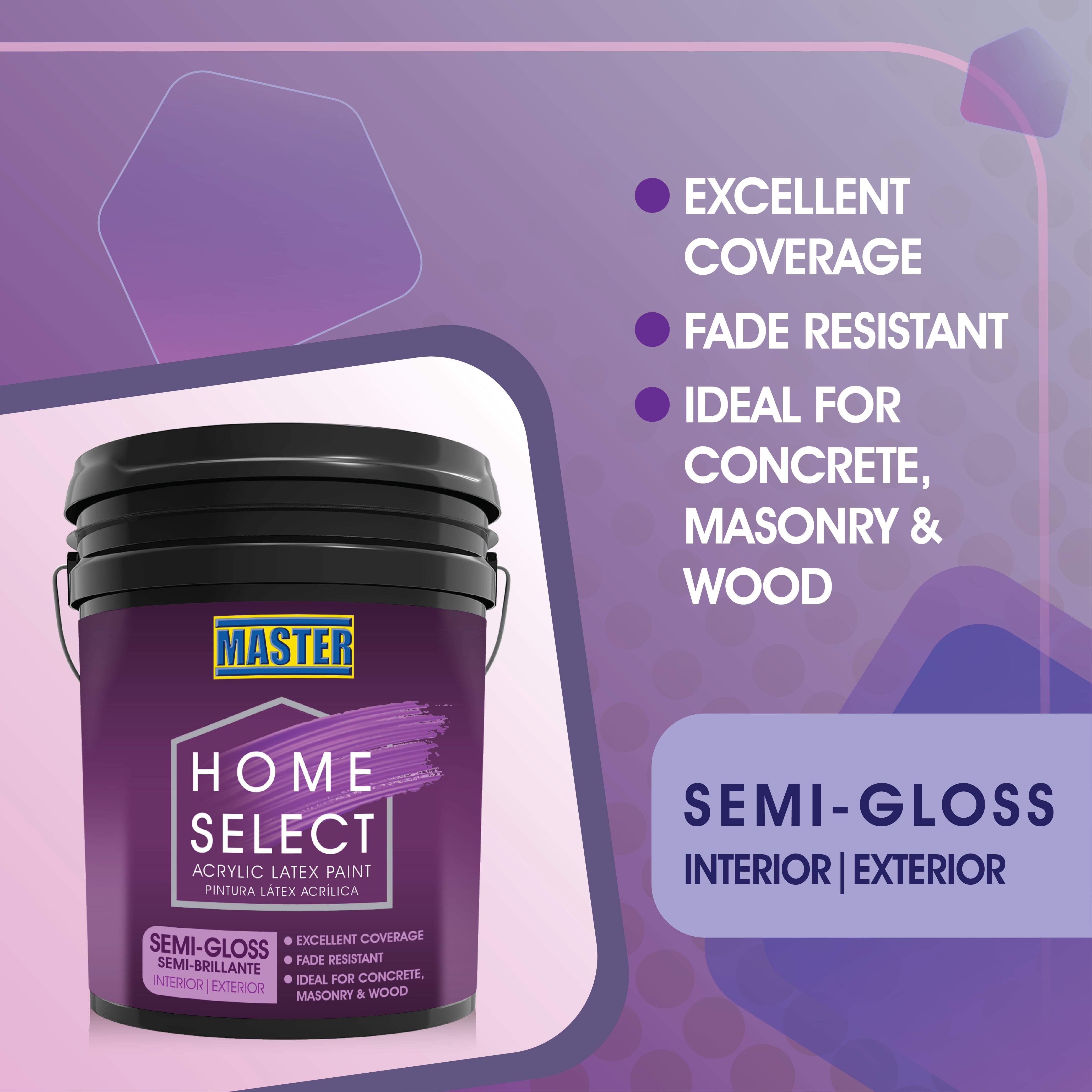 Master Home Select High Quality Latex Paint Interior and Exterior Semi Gloss White 5 gal