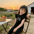 thumbnail image 2 of Girls 2-Piece Summer Outfit - Ruffle Sleeve Top & Flare Pants Set with Bow Detail, 2-10 Years, 2 of 3