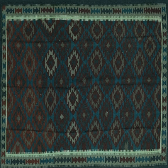 Ahgly Company Indoor Square Persian Light Blue Traditional Area Rugs, 4' Square