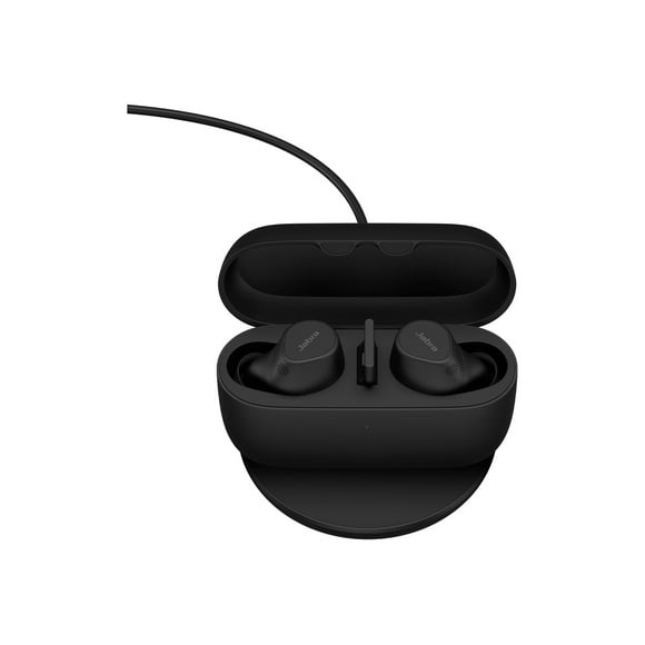 Jabra Evolve2 Buds UC - True wireless earphones with mic - in-ear - Bluetooth - active noise canceling - USB-A via Bluetooth adapter - noise isolating - black - Zoom Certified, Optimized for Google Meet