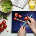thumbnail image 3 of Galaxy Cutting Board, Illustration in Starry Sky Outer Space Themed Illustration, Decorative Tempered Glass Cutting and Serving Board, Large Size, Purple Blue and Black, by Ambesonne, 3 of 5