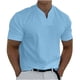 thumbnail image 1 of Hombres Casual sólido deportes de manga corta con cuello en V ropa de entrenamiento de fitness camiseta Top Pompotops oipoqjl34250, 1 of 8