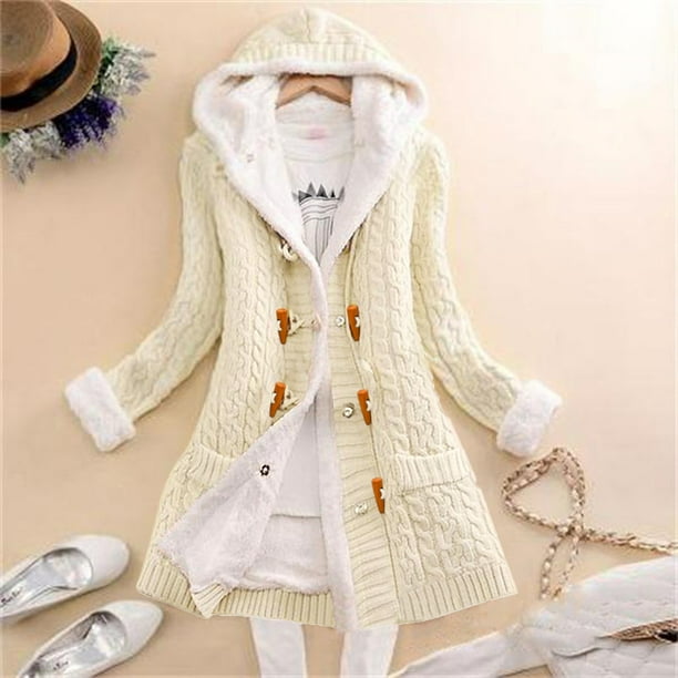 Cashmere thick cheap warm hooded coat