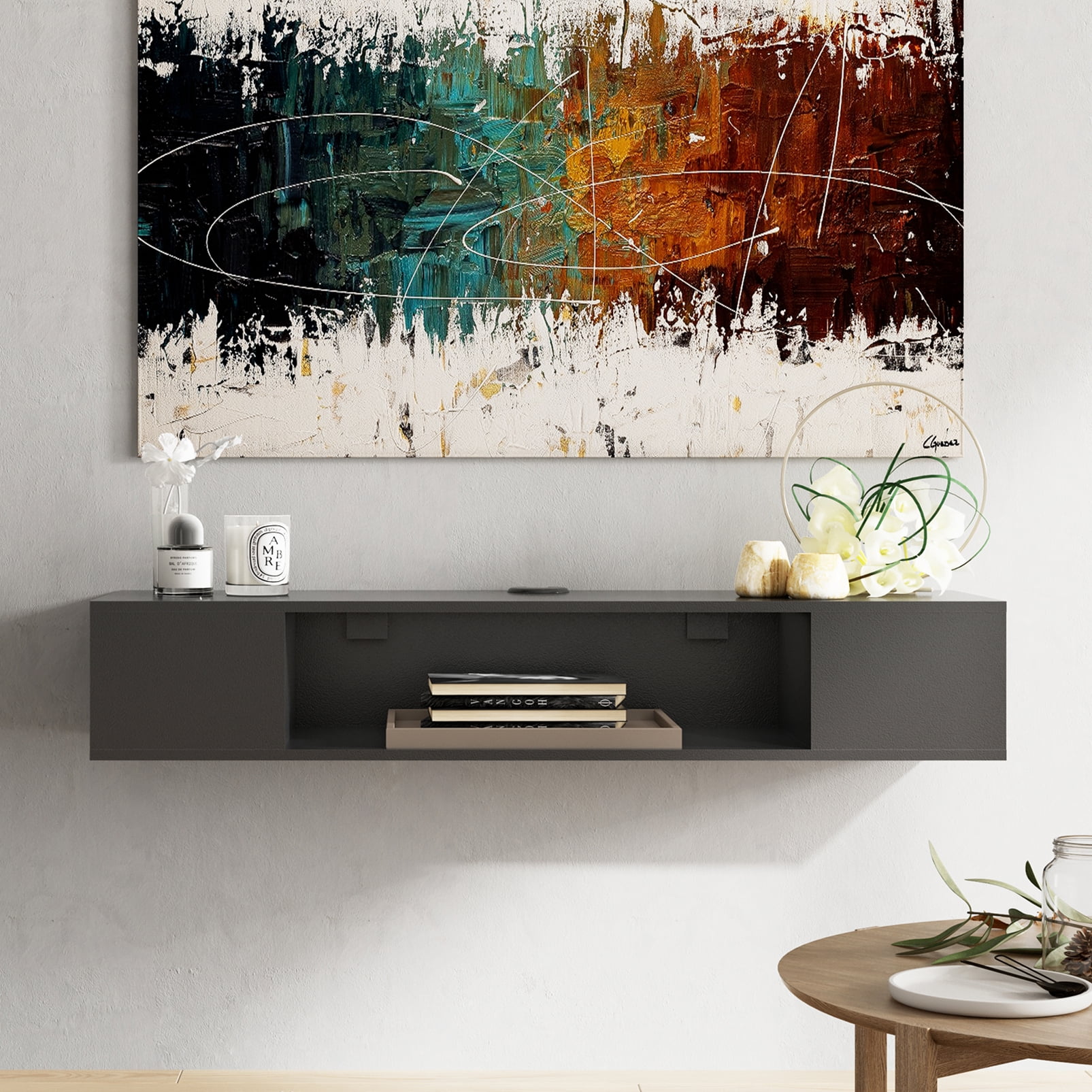 FITUEYES Floating TV Stand for TVs up to 40", Black