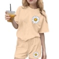 thumbnail image 2 of CYRBOKO Girls Summer Outfit Sets, Gift Short Sleeve Elastic Waist Casual T-Shirts and Shorts Beige Size 7-8 T, 2 of 8