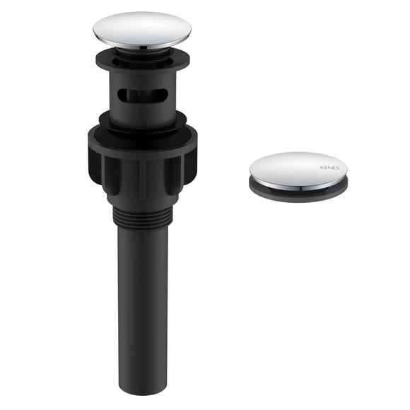 Desagüe emergente cromado para lavabo de baño KENES con rebosadero