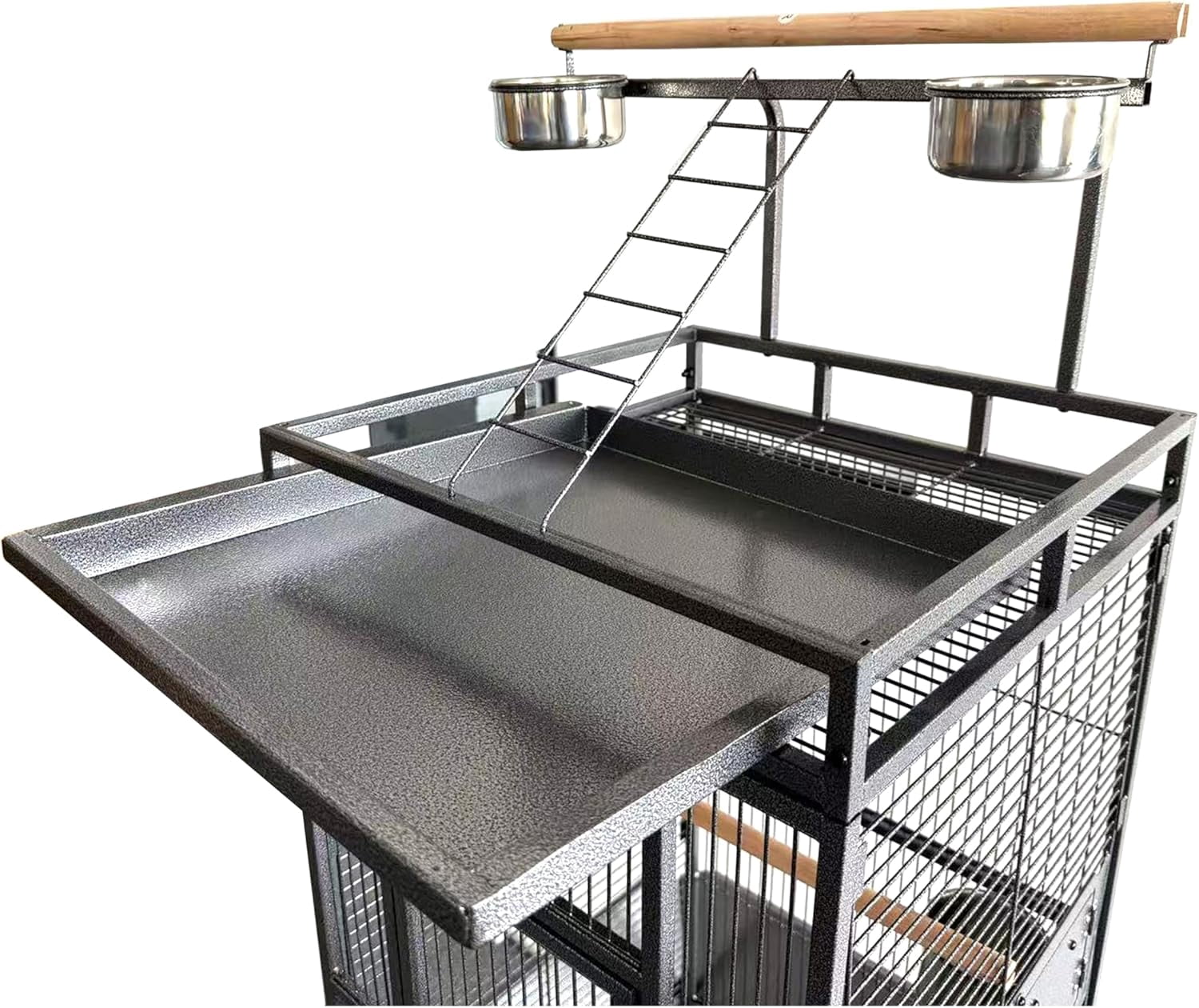 61" Heavy Duty Bird Cage, Flight Cage W/Play Top, Rolling Stand & Bowls for Parrots