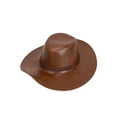 thumbnail image 2 of Gustave Western Cowboy Cowgirl Hat for Women Men PU Leather Vintage Wide Brim Outback Sun Hat with Chin Strap for Outdoor Hiking - Coffee, 2 of 6