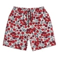 thumbnail image 3 of Uemuo Red Hawthorn Pattern Men's Swim Trunks Hawaiian Beach Bathing Suit Swimsuits Beach Quick-Dry Shorts with Pockets-X-Large, 3 of 9