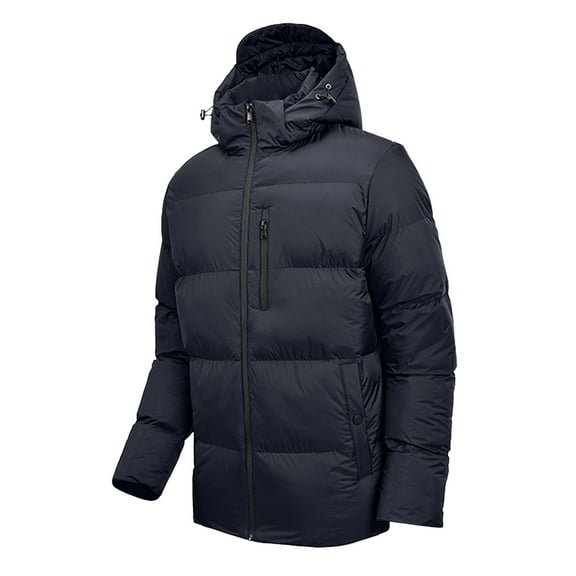 Men's Jackets Winter Solid Color Loose Fit Hooded Parka Jacket Casual Jacket Zip Up Long Sleeve Warm Outerwear Comfortable Loose Fit Casual Jackets for Men