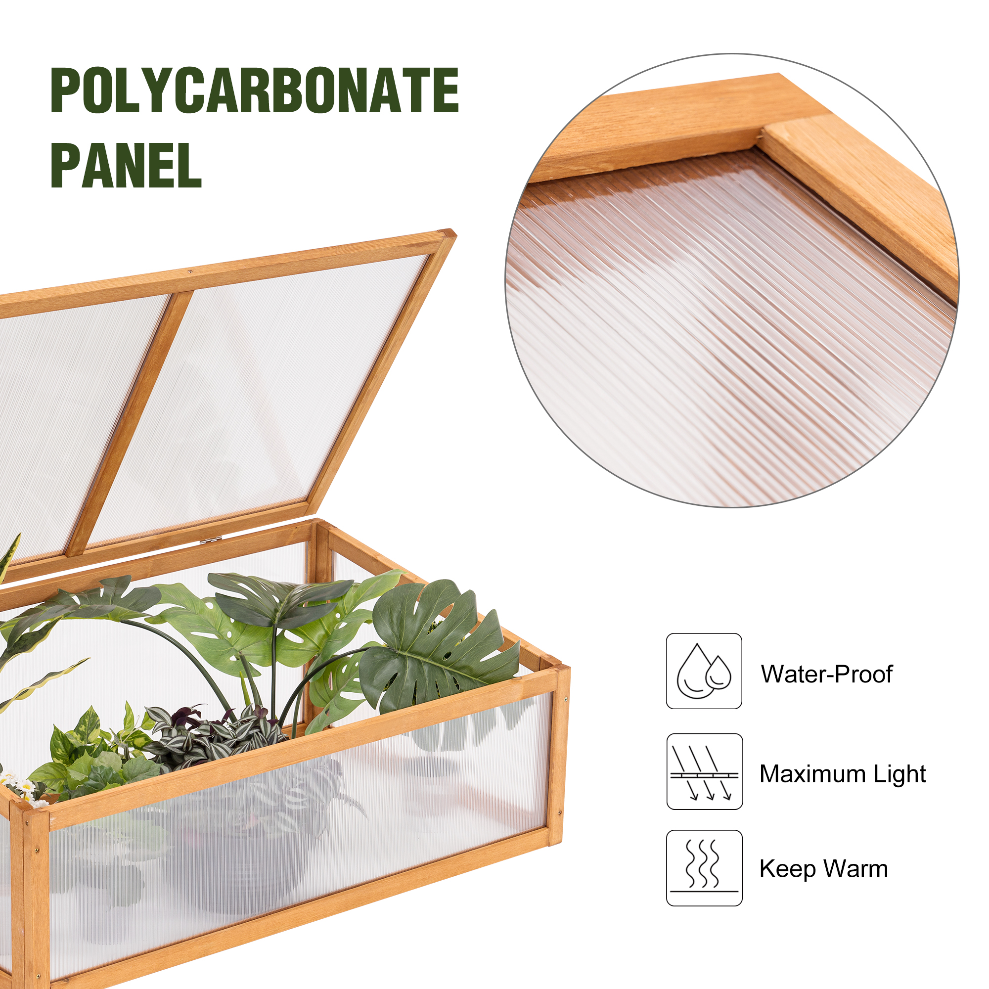 Mcombo Wooden Garden Portable Greenhouse Cold Frame 15 7 Height 0690