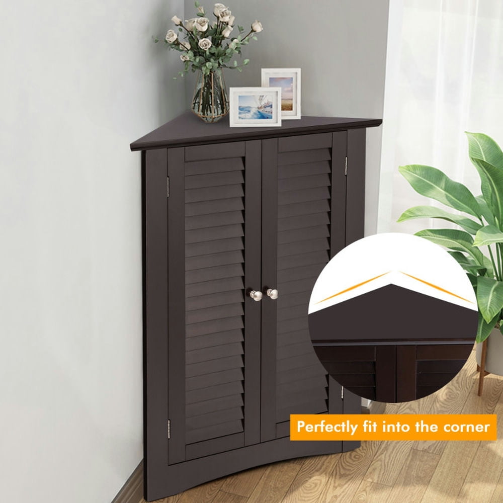 Finihen Bathroom Storage Cabinet, Bathroom Floor Cabinet, Bathroom Corner Storage Freestanding Floor Cabinet with Shutter Door, for Bathroom, Living Room, Bedroom, Kitchen, Brown Finihen Bathroom Storage Cabinet, Bathroom Floor Cabinet, Bathroom Corner Storage Freestanding Floor Cabinet with Shutter Door, for Bathroom, Living Room, Bedroom, Kitchen, Brown