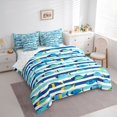 thumbnail image 2 of Manfei Artistic Fish Twin Bedding, Sea Striped Bedding Comforter Set, Blue, Reversible, 7-Piece, 2 of 6