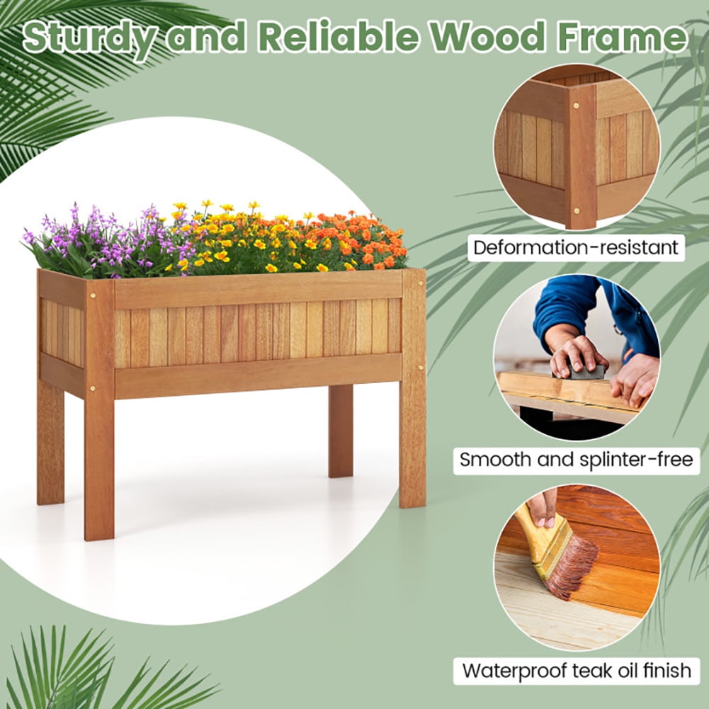 Kadyn Wooden Raised Garden Bed Solid Wood Elevated Planter Box with Legs