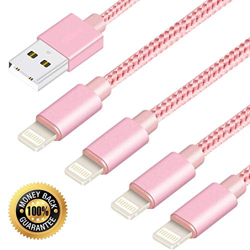 Extra Long Phone Charger 4 Pack 6 6ft Nylon Braided Usb Charge Sync Cable Cord Compatible With Iphone X Case 8 8 Plus 7 7 Plus 6 6s Plus 5s 5 Ipad Mini Case Pink Walmart Com Walmart Com