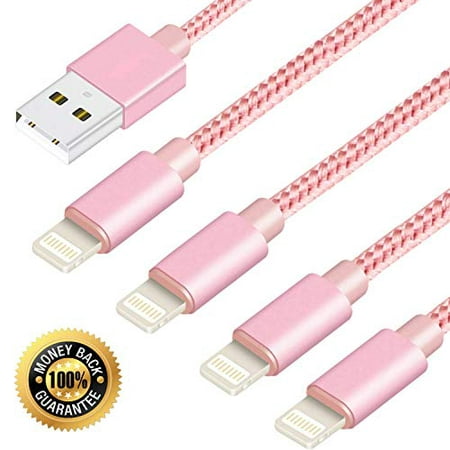 Extra Long Phone Charger [4-Pack 6.6FT] Nylon Braided USB Charge & Sync Cable Cord Compatible with iPhone X Case/8/8 Plus/7/7 Plus/6/6s Plus/5s/5,iPad Mini Case - (Best Iphone 4 Charger Cable)