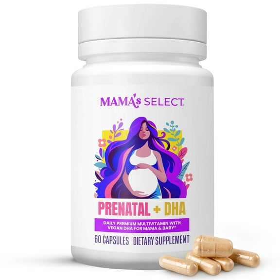 Mama’s Select Prenatal Vitamins with Vegan DHA – MTHFR-Friendly, Fish-Free & No Fish Burps, Allergen-Free, Gentle on Digestion, No Biotin Added