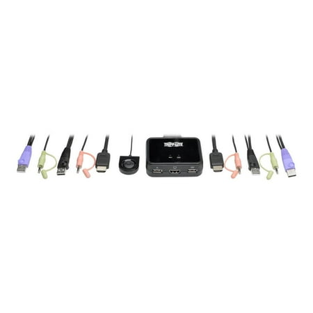 2-Port USB/HD Cable KVM Switch with Audio/Video, Cables and USB Peripheral Sharing