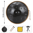 thumbnail image 3 of Gonipol Handpan Drum 22 Inches D Minor, 12 Notes Hand Drum Instrument, 440HZ Premium Steel Hand Drum, Storage Bag, Mallet, Braid, Stand, Sound Stickers, Cleaning Cloth for Beginners (Black), 3 of 10