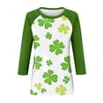 thumbnail image 4 of Dwralegc St Patricks Day Outfits for Women Fashion Cute Lucky 3/4 Sleeve Four Leaf Clover Print Irish Clover Graphic Shirts Crewneck Loose Fit Saint Patrick's Plus Size Outfit Tunic Tops Dark Green M, 4 of 5